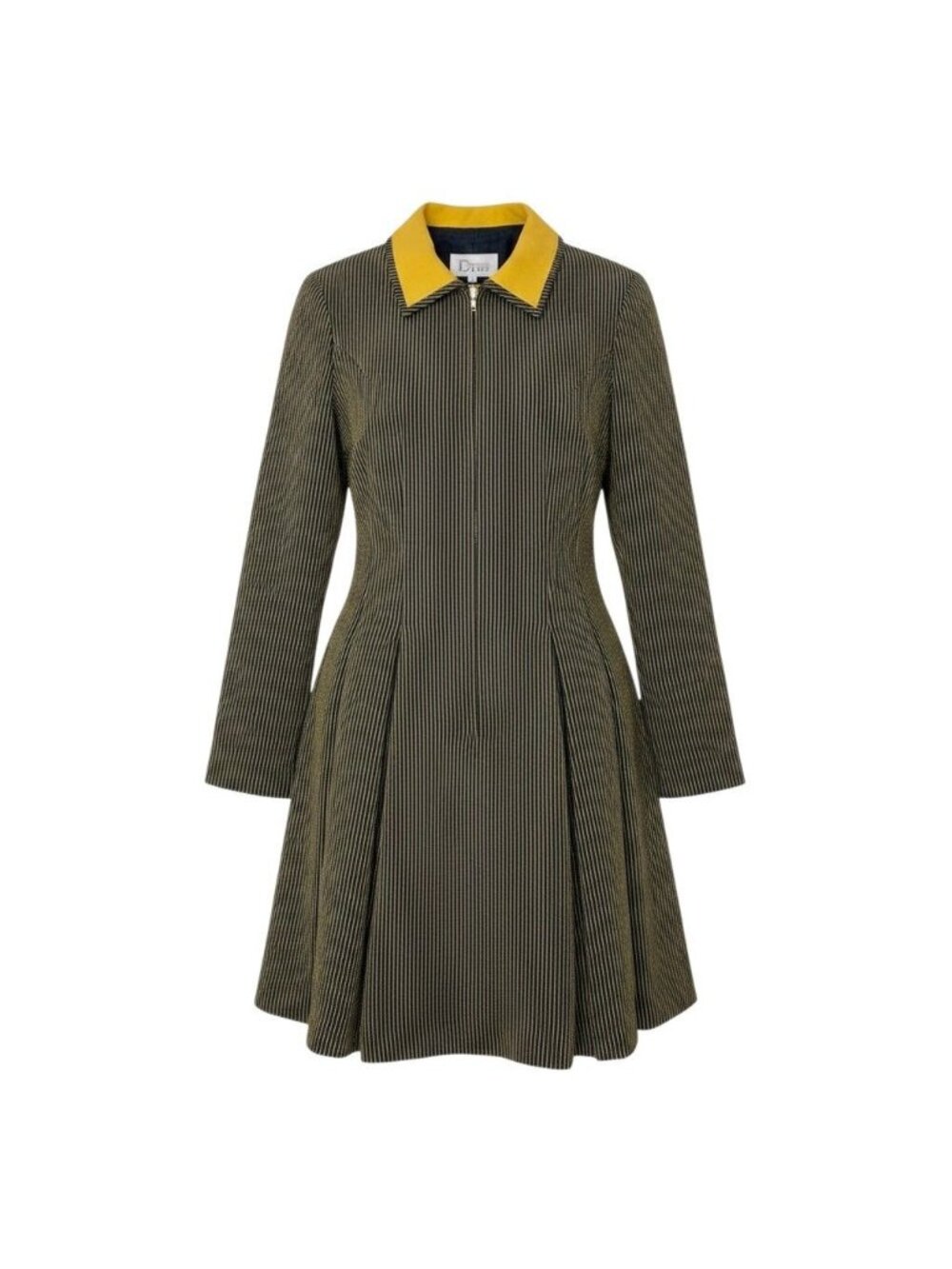 Dior Mademoiselle Half Zip Flare Dress Striped Pattern Multicolor M